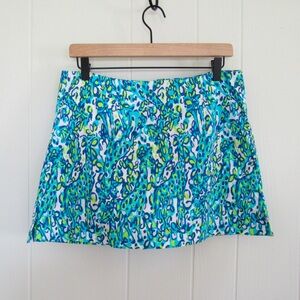 Lilly Pulitzer Ella Sea Blue Its A Stretch Animal Print Skort Skirt Size 8